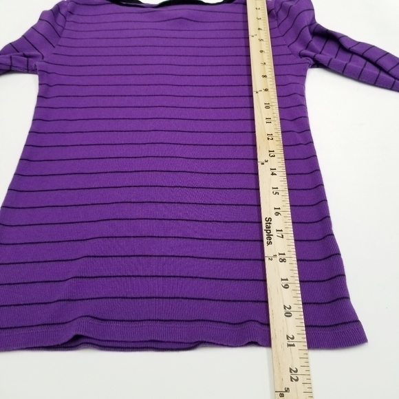 Lauren Ralph Lauren Long Sleeve Stripe Sweater | PS purple black pullover - Picture 8 of 8